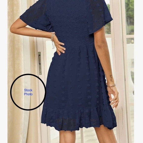 Annabouti Dress Smocked Top Swiss Dot Baby Doll Style Party Cocktail NWT - Picture 5 of 6